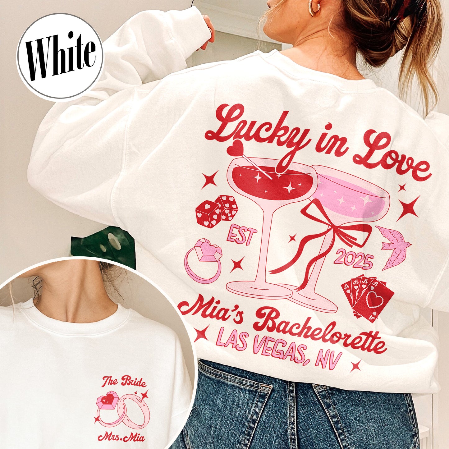 Bachelorette Sweatshirt, Custom Bachelorette Party Sweatshirt, Bride Team Bride Sweatshirt, Lucky in Love Sweatshirt