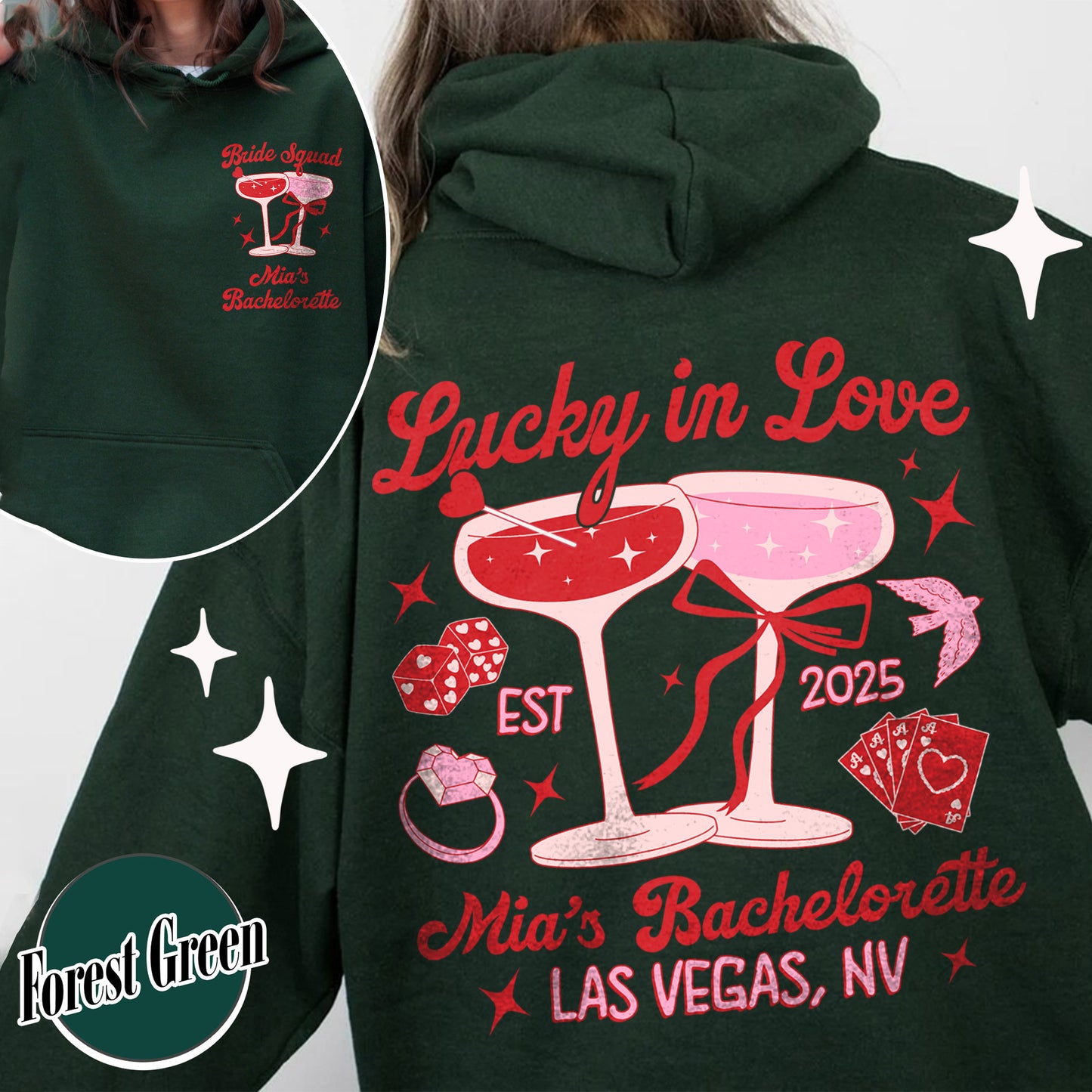 Bachelorette Hoodie, Custom Bachelorette Party Hoodie, Bride Team Bride Hoodie, Lucky in Love Hoodie