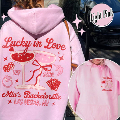 Bachelorette Hoodie, Custom Bachelorette Party Hoodie, Bride Team Bride Hoodie, Lucky in Love Hoodie