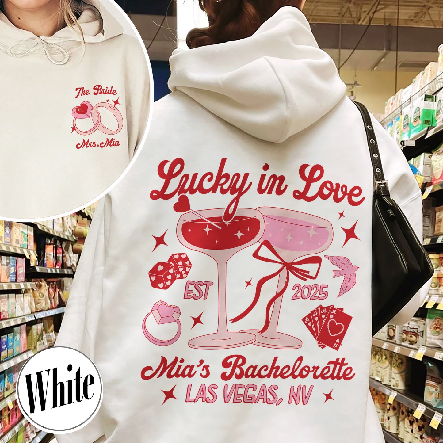 Bachelorette Hoodie, Custom Bachelorette Party Hoodie, Bride Team Bride Hoodie, Lucky in Love Hoodie