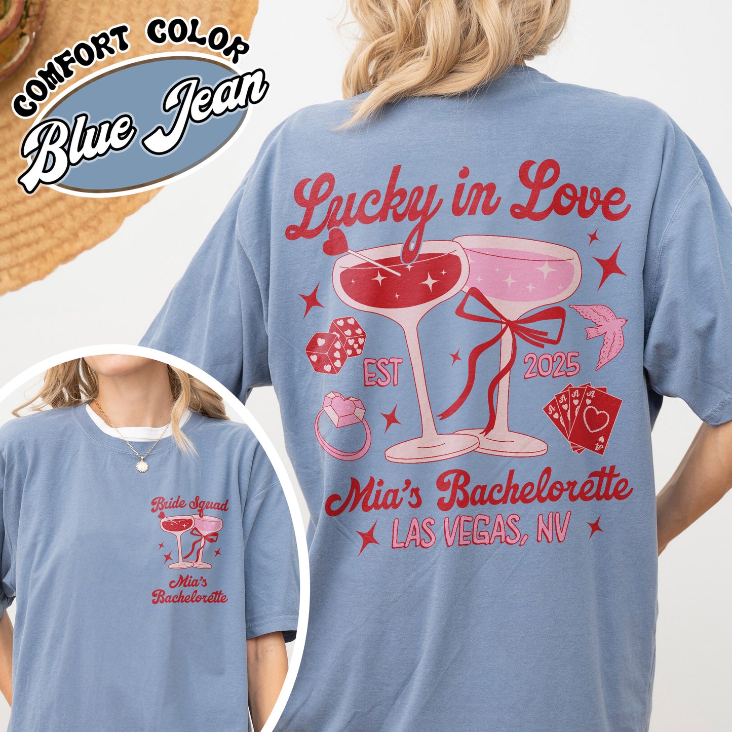 Bachelorette Comfort Color Shirt, Custom Bachelorette Party Shirt, Bride Team Bride Shirt, Lucky in Love Shirt
