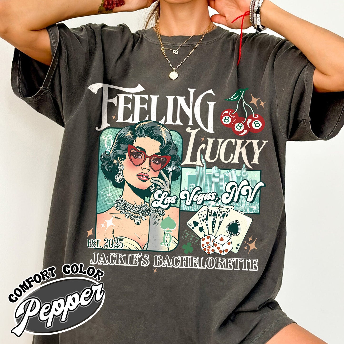 Bachelorette Comfort Colors Shirts, Lucky In Love Bride, Feeling Lucky Girls Trip Shirts, Casino Bach Trip Tee