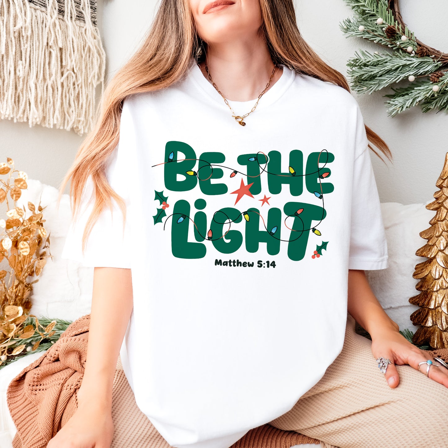 Be The Light Matthew 5:14 Christian Christmas Bible Verse Shirt