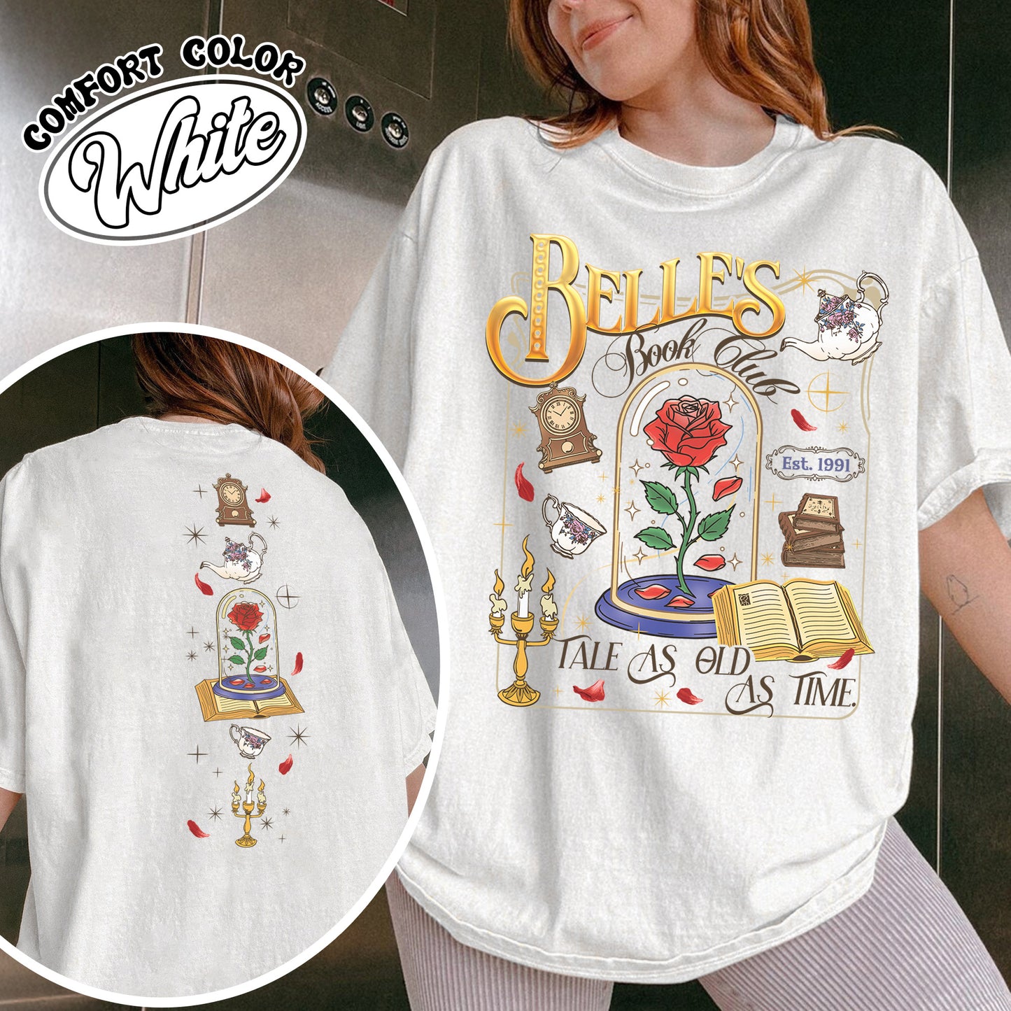 Belle’s Book Club Comfort Colors Shirt, Tale As Old as Time Belle’s Book Cafe Shirt, Belle Princess Book Tee