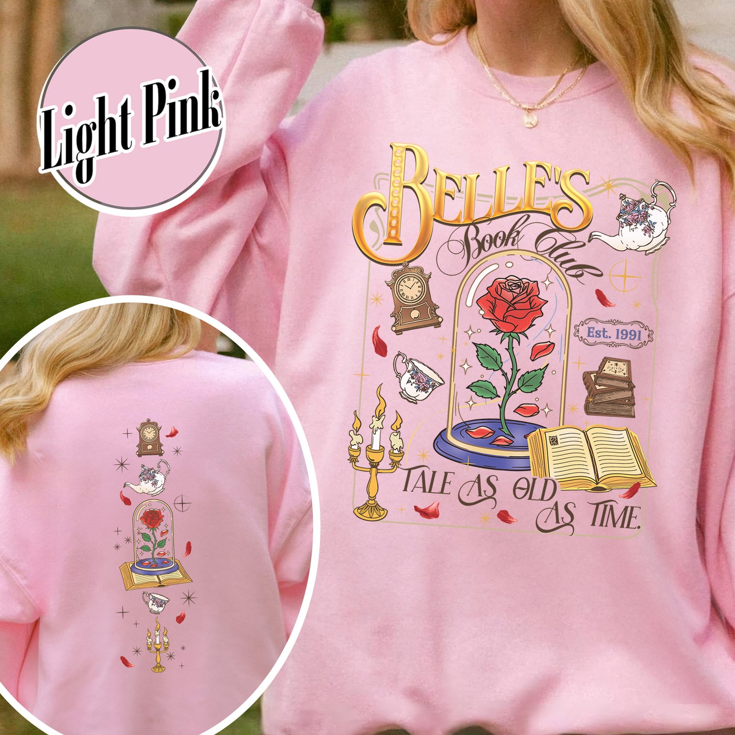 Belle’s Book Club Sweatshirt, Tale As Old as Time Belle’s Book Cafe Sweatshirt, Belle Princess Book Sweatshirt