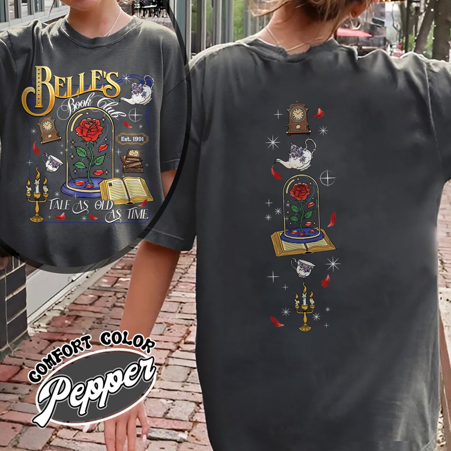 Belle’s Book Club Comfort Colors Shirt, Tale As Old as Time Belle’s Book Cafe Shirt, Belle Princess Book Tee