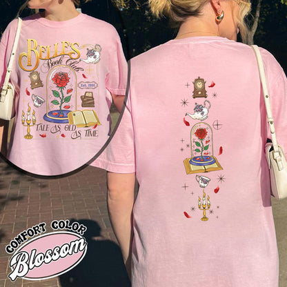 Belle’s Book Club Comfort Colors Shirt, Tale As Old as Time Belle’s Book Cafe Shirt, Belle Princess Book Tee