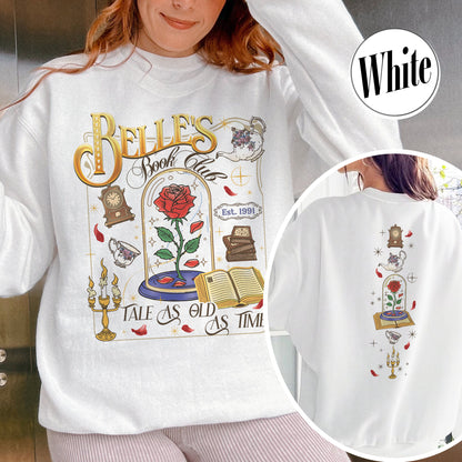 Belle’s Book Club Sweatshirt, Tale As Old as Time Belle’s Book Cafe Sweatshirt, Belle Princess Book Sweatshirt