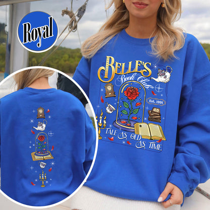 Belle’s Book Club Sweatshirt, Tale As Old as Time Belle’s Book Cafe Sweatshirt, Belle Princess Book Sweatshirt