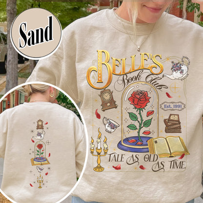 Belle’s Book Club Sweatshirt, Tale As Old as Time Belle’s Book Cafe Sweatshirt, Belle Princess Book Sweatshirt