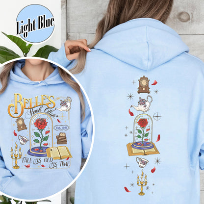 Belle’s Book Club Hoodie, Tale As Old as Time Belle’s Book Cafe Hoodie, Belle Princess Book Hoodie