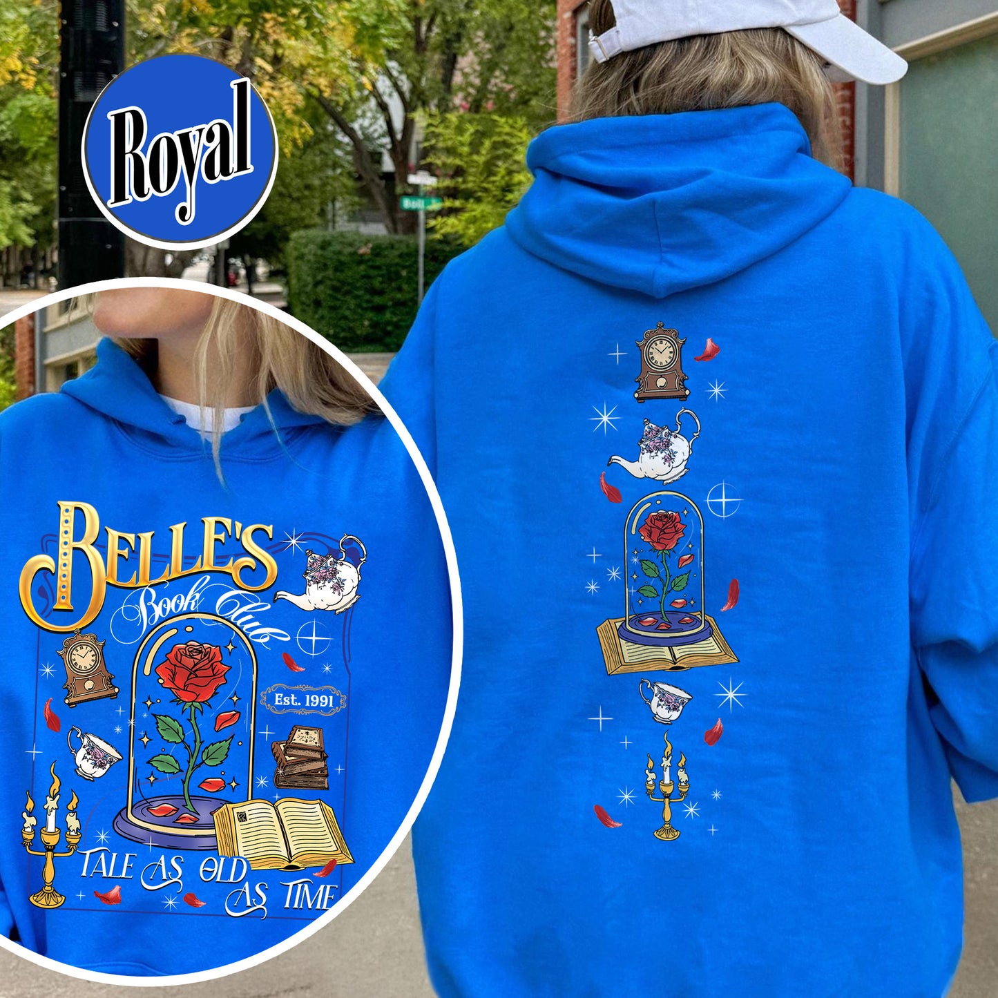 Belle’s Book Club Hoodie, Tale As Old as Time Belle’s Book Cafe Hoodie, Belle Princess Book Hoodie