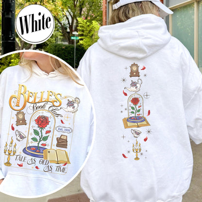 Belle’s Book Club Hoodie, Tale As Old as Time Belle’s Book Cafe Hoodie, Belle Princess Book Hoodie