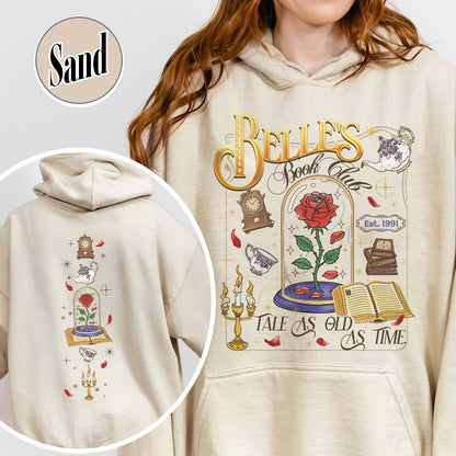 Belle’s Book Club Hoodie, Tale As Old as Time Belle’s Book Cafe Hoodie, Belle Princess Book Hoodie