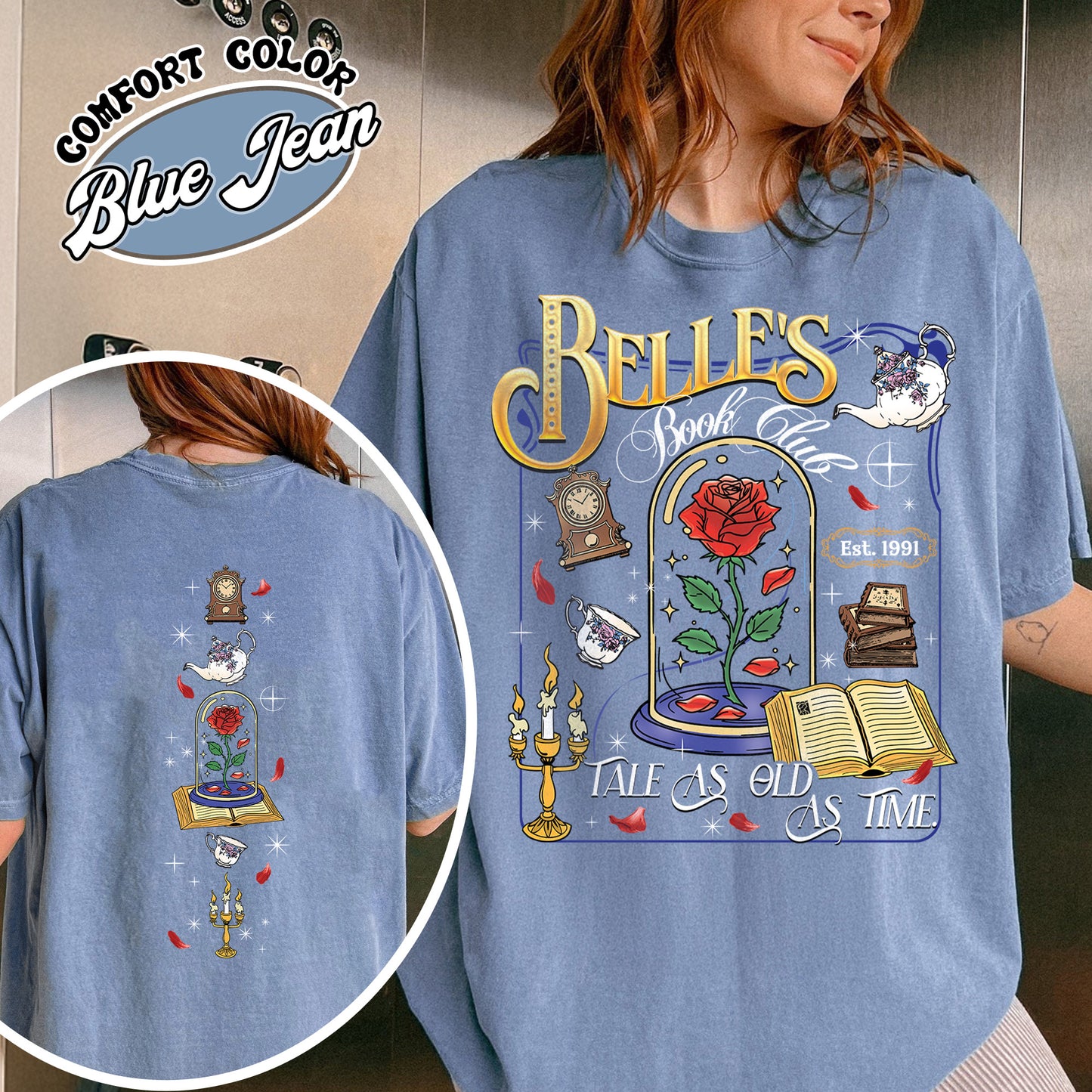 Belle’s Book Club Comfort Colors Shirt, Tale As Old as Time Belle’s Book Cafe Shirt, Belle Princess Book Tee