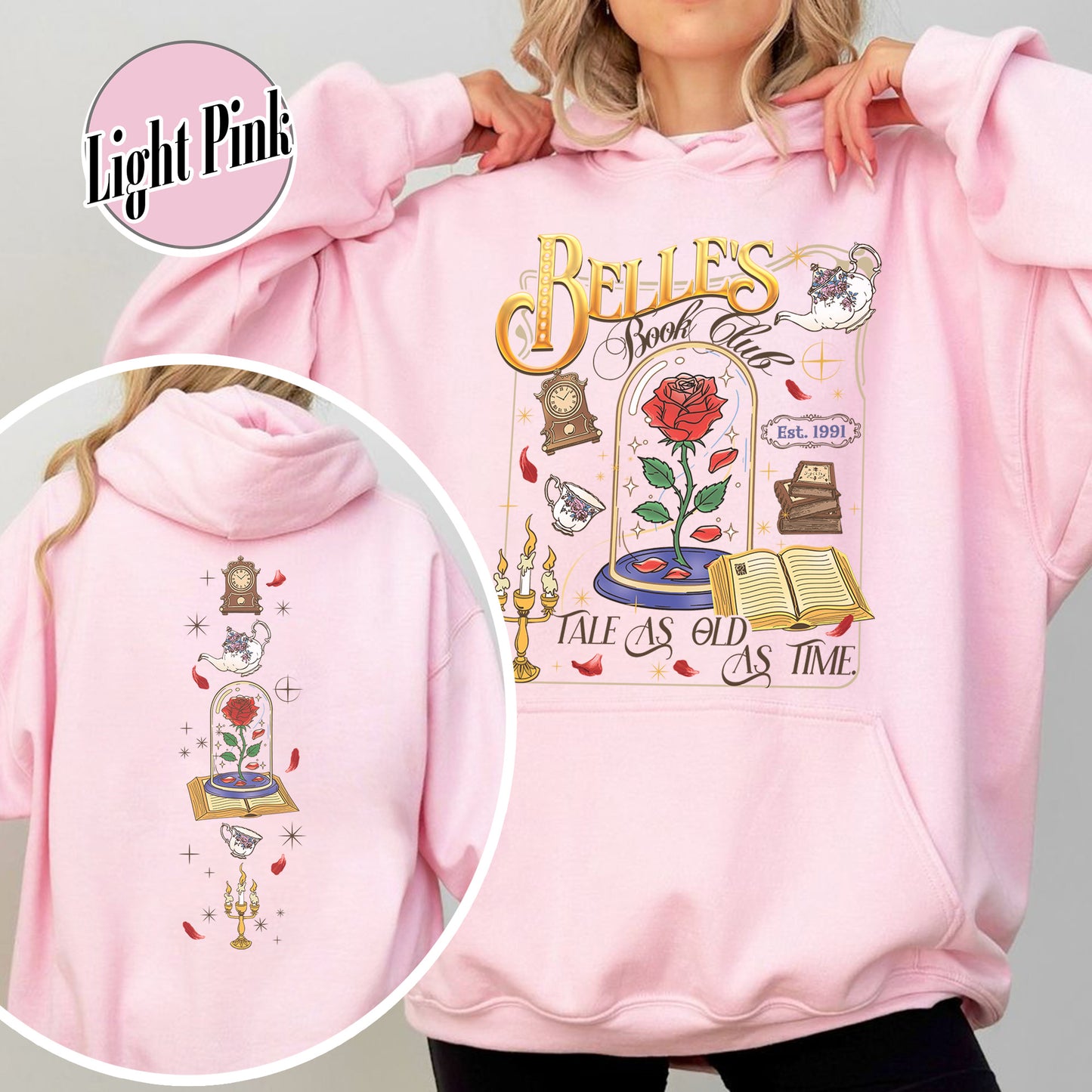 Belle’s Book Club Hoodie, Tale As Old as Time Belle’s Book Cafe Hoodie, Belle Princess Book Hoodie
