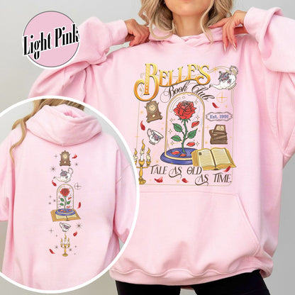 Belle’s Book Club Hoodie, Tale As Old as Time Belle’s Book Cafe Hoodie, Belle Princess Book Hoodie