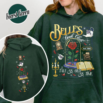 Belle’s Book Club Hoodie, Tale As Old as Time Belle’s Book Cafe Hoodie, Belle Princess Book Hoodie
