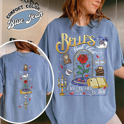 Belle’s Book Club Comfort Colors Shirt, Tale As Old as Time Belle’s Book Cafe Shirt, Belle Princess Book Tee