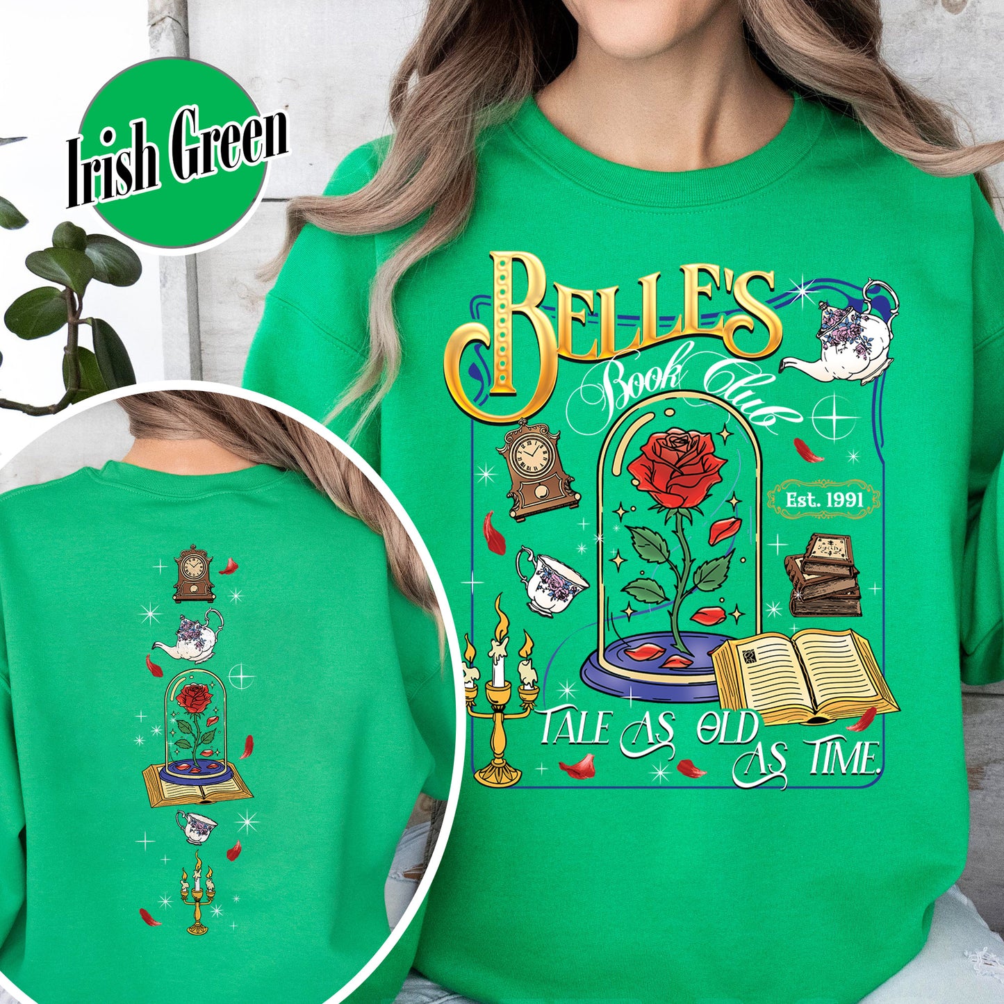 Belle’s Book Club Sweatshirt, Tale As Old as Time Belle’s Book Cafe Sweatshirt, Belle Princess Book Sweatshirt