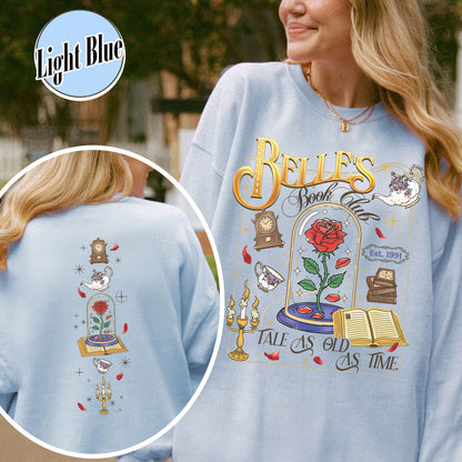 Belle’s Book Club Sweatshirt, Tale As Old as Time Belle’s Book Cafe Sweatshirt, Belle Princess Book Sweatshirt