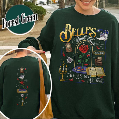 Belle’s Book Club Sweatshirt, Tale As Old as Time Belle’s Book Cafe Sweatshirt, Belle Princess Book Sweatshirt