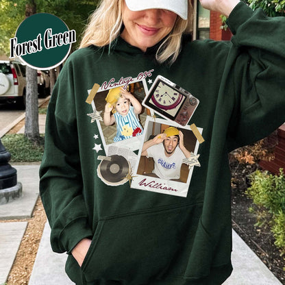 Birthday Party Hoodie, Custom Vintage Photo and Year Hoodie With Picture Personalized 30th 40th