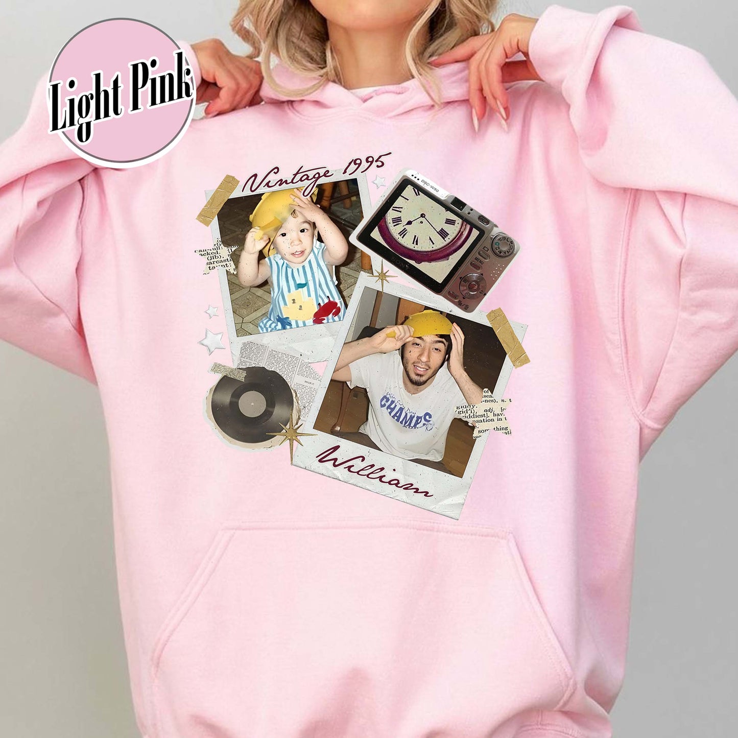 Birthday Party Hoodie, Custom Vintage Photo and Year Hoodie With Picture Personalized 30th 40th