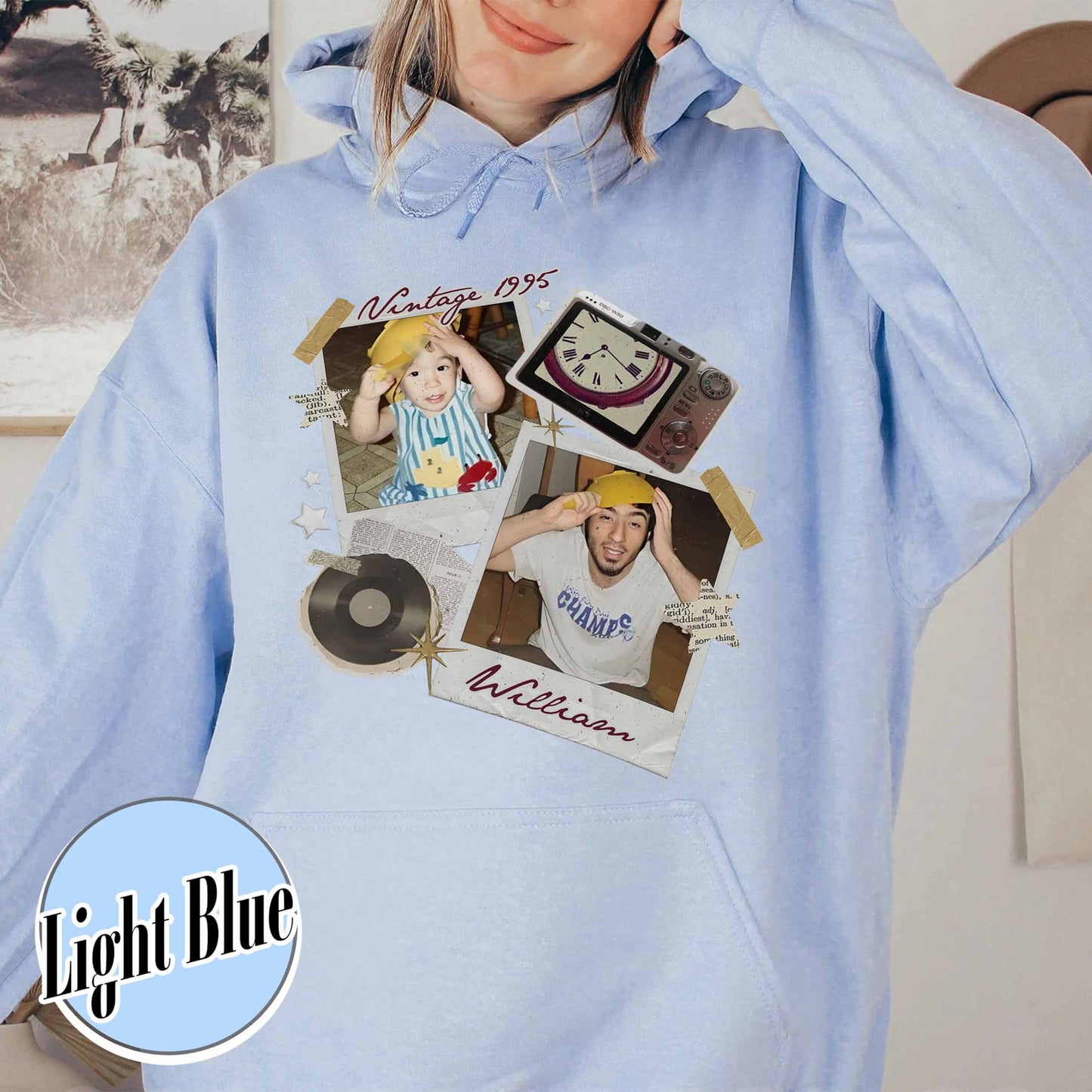 Birthday Party Hoodie, Custom Vintage Photo and Year Hoodie With Picture Personalized 30th 40th
