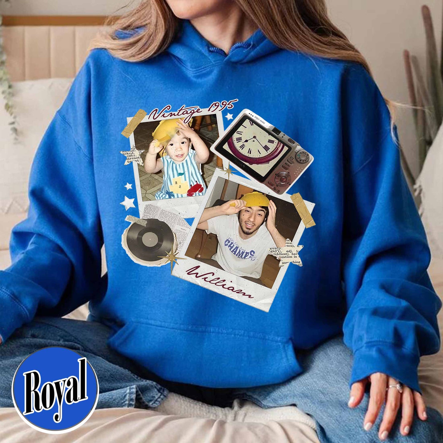 Birthday Party Hoodie, Custom Vintage Photo and Year Hoodie With Picture Personalized 30th 40th
