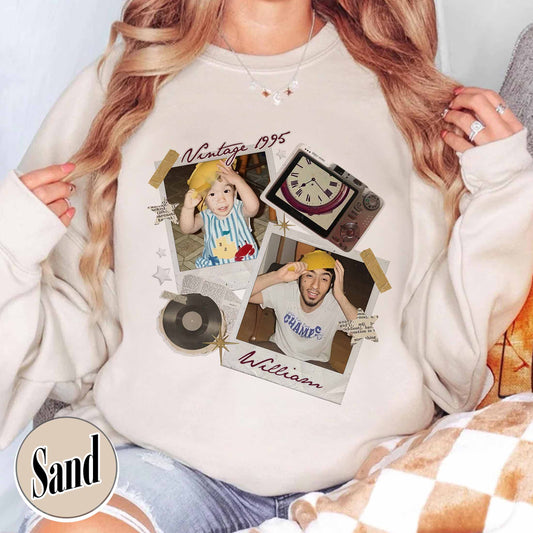 Birthday Party Sweatshirt, Custom Vintage Photo and Year Sweatshirt With Picture Personalized 30th 40th