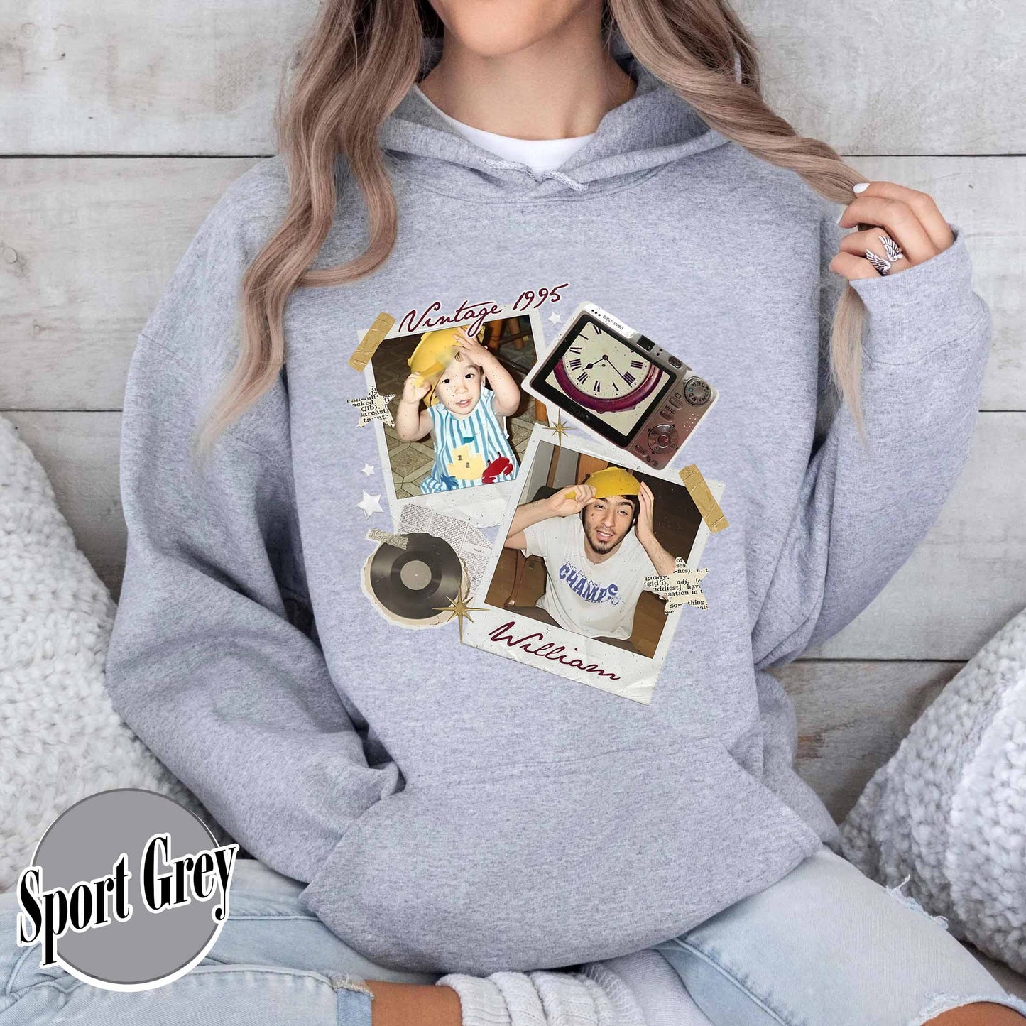 Birthday Party Hoodie, Custom Vintage Photo and Year Hoodie With Picture Personalized 30th 40th