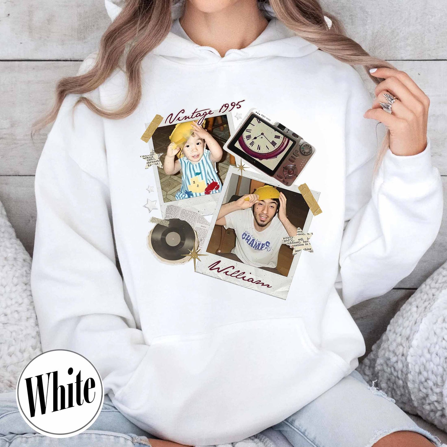 Birthday Party Hoodie, Custom Vintage Photo and Year Hoodie With Picture Personalized 30th 40th