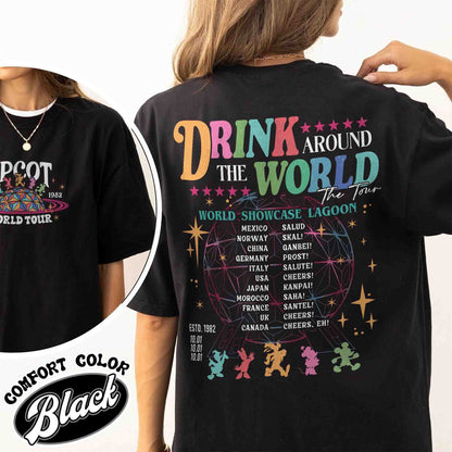 Disney Comfort Color Shirt, Epcot Drink Around the World Shirt, Disney Trip Shirt