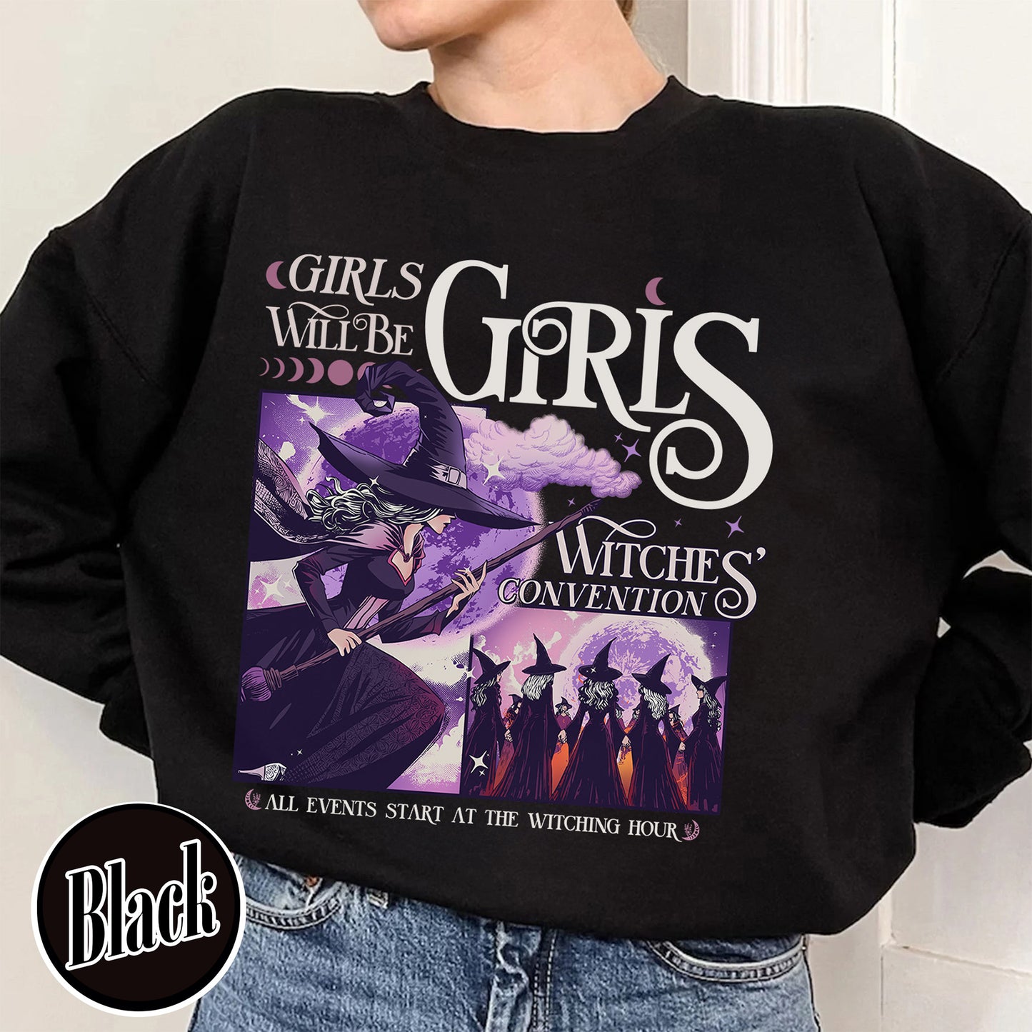 Halloween Sweatshirt, Girls Will Be Girls Witch Sweatshirt, Witchy Feminist Sweatshirt