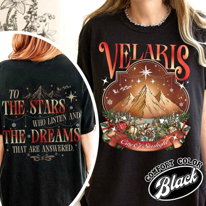 Velaris City of Starlight Two-Sided Shirt, Velaris Shirt Comfort Colors, Velaris City Starlight Shirt, City of Velaris, Velaris Christmas Shirt