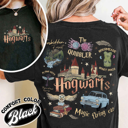 Wizard School Fandom Comfort Colors Shirt, Book Reading Magic Shirt, Bookish Shirt, Hp Inspired Two Sided T Shirt, Gift For Friends