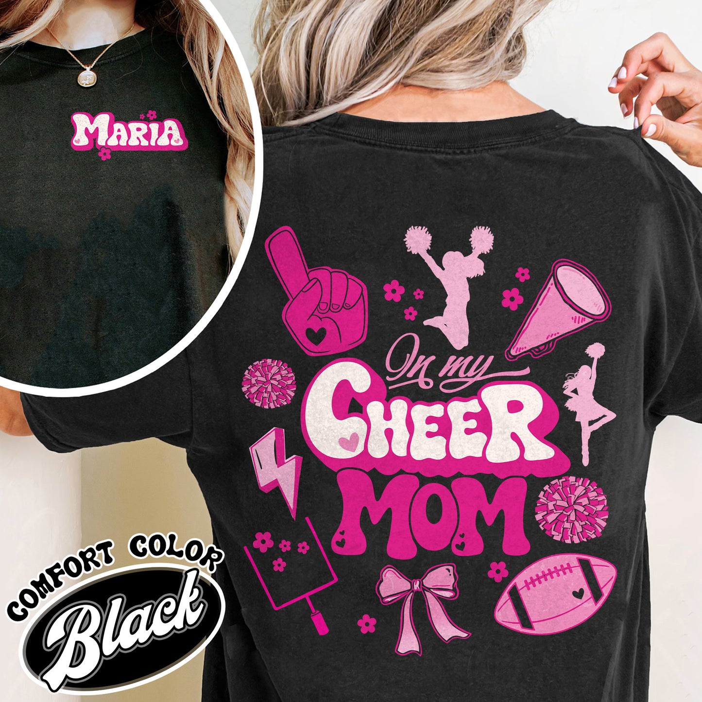 In My Cheer Mom Era Tshirt, Custom Cheer Mom Shirt, Cheer Mom Shirt, Football And Cheer Mom, Cheer Mom Shirt Name, Cheer Mom Summit Shirt