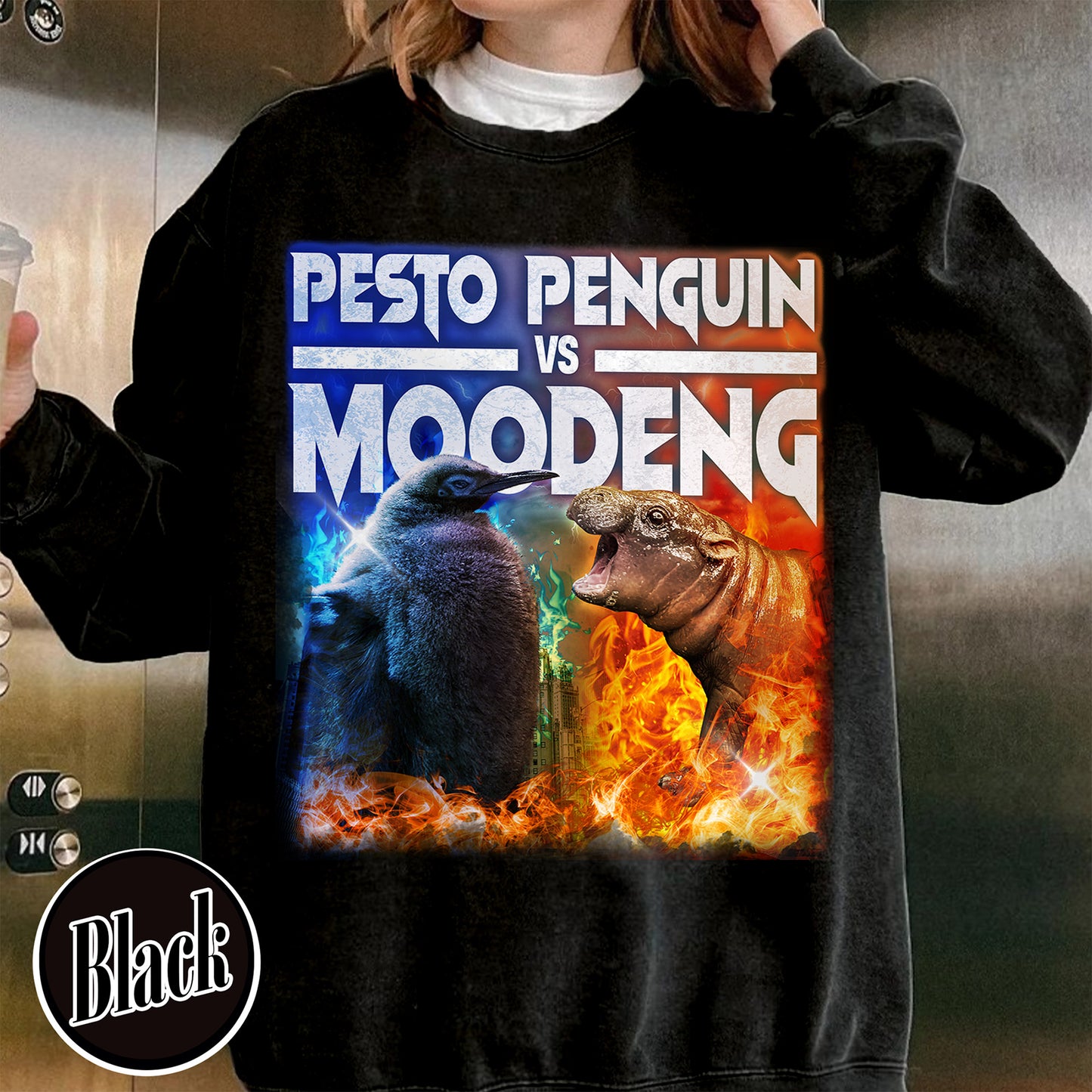 Pesto the Penguin Sweatshirt, Moo Deng Sweatshirt, Hippo Moo Deng Sweatshirt, Animal Lover Gift, the Penguin Viral Cute Sweatshirt, Funny Penguin, Zoo Baby Hippo