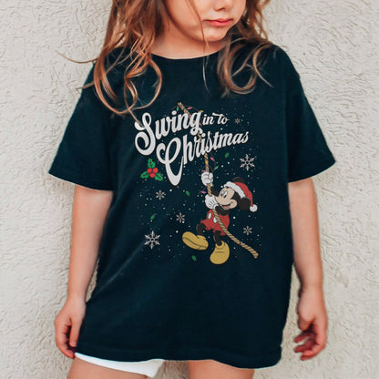 Swing Into Christmas Shirt: Funny Mickey Christmas Tee, Cute Holiday Shirt, Festive Disney Christmas Outfit Youth Tshirt