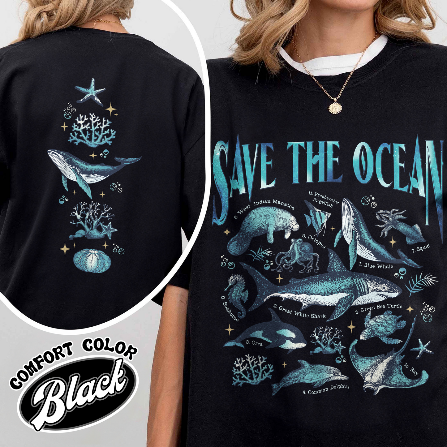 Save The Ocean Comfort Colors Shirt, Animal Tshirt, Retro Ocean Nature Shirt, Dolphin Shirt, Shark Lover Gift,Marine Biologist,Surfing Shirt