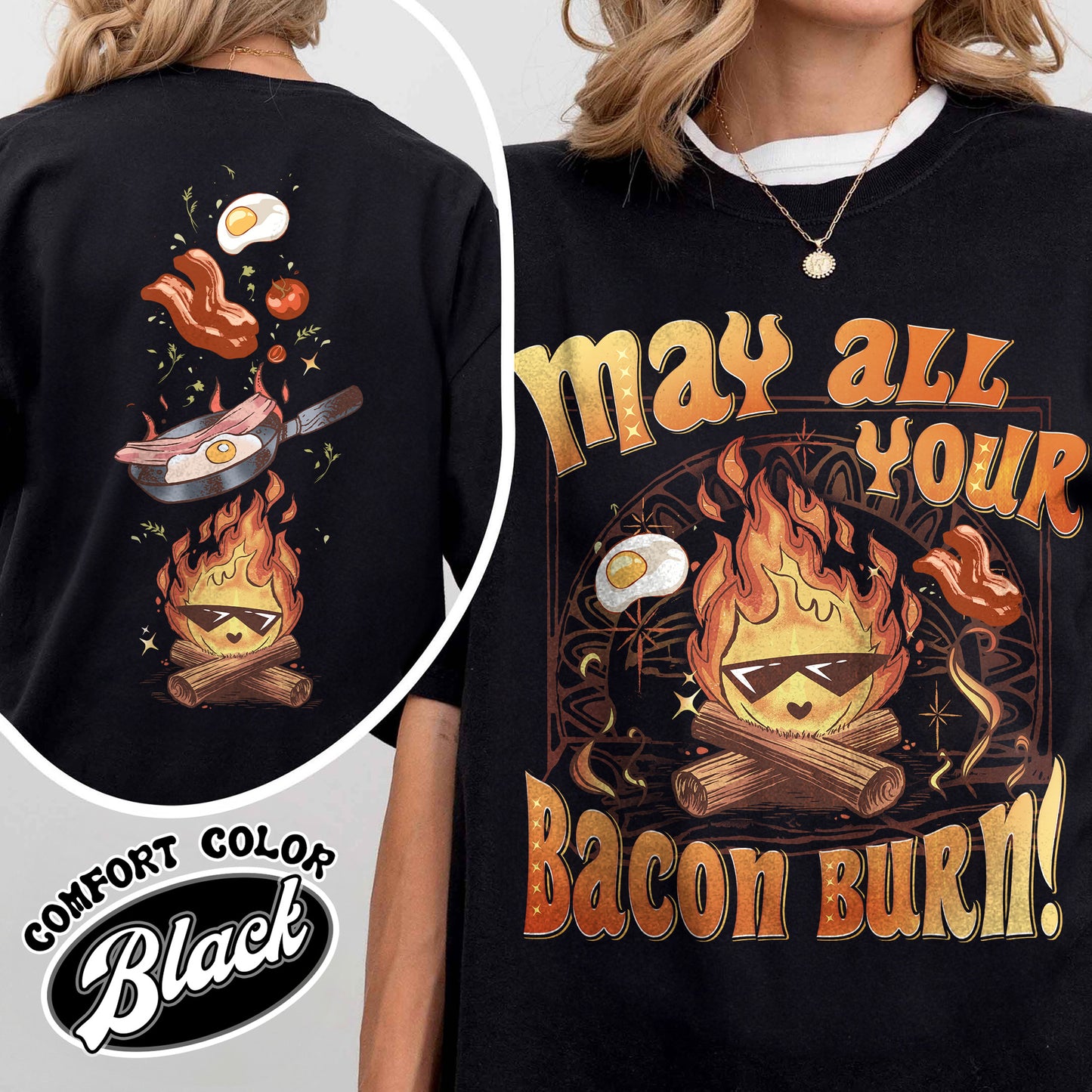 May All Your Bacon Burn Shirt, Move Castle Shirt, Bed and Breakfast Tshirt, Anime Shirt, Anime Fan Gift, Kawaii Fire Shirt, Fire Demon Shirt