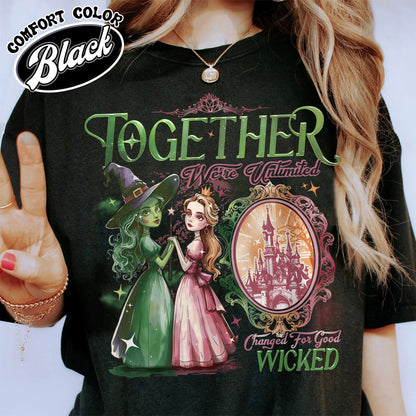 Wicked Change For Good Shirt,Wicked Musical Movie Fan Xmas Gift,Wicked Glitter Shirt,Witch Pink and Green Shirt,Changed For Good wicked