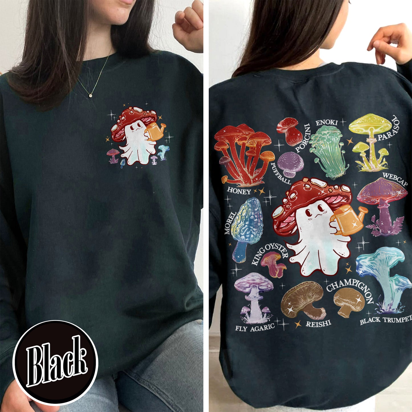Halloween Sweatshirt, Magic Mushroom Microdose Sweatshirt, Mystical Mushroom Ghost Sweatshirt