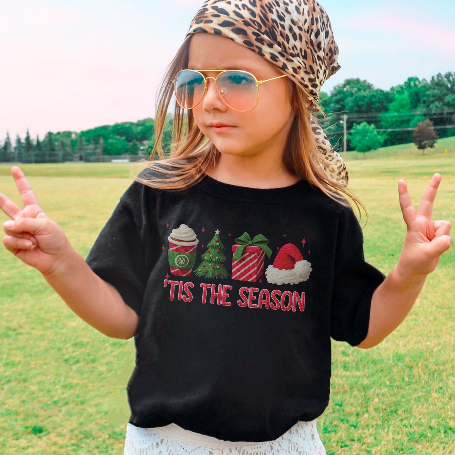 Tis The Season Shirt: Christmas Coffee, Holiday Gift, Santa Hat Tree, Festive Christmas Outfit Youth Tshirt