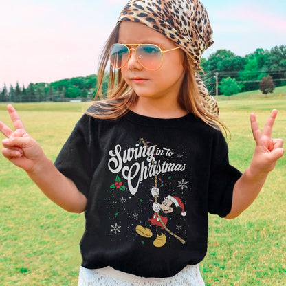 Swing Into Christmas Shirt: Funny Mickey Christmas Tee, Cute Holiday Shirt, Festive Disney Christmas Outfit Youth Tshirt