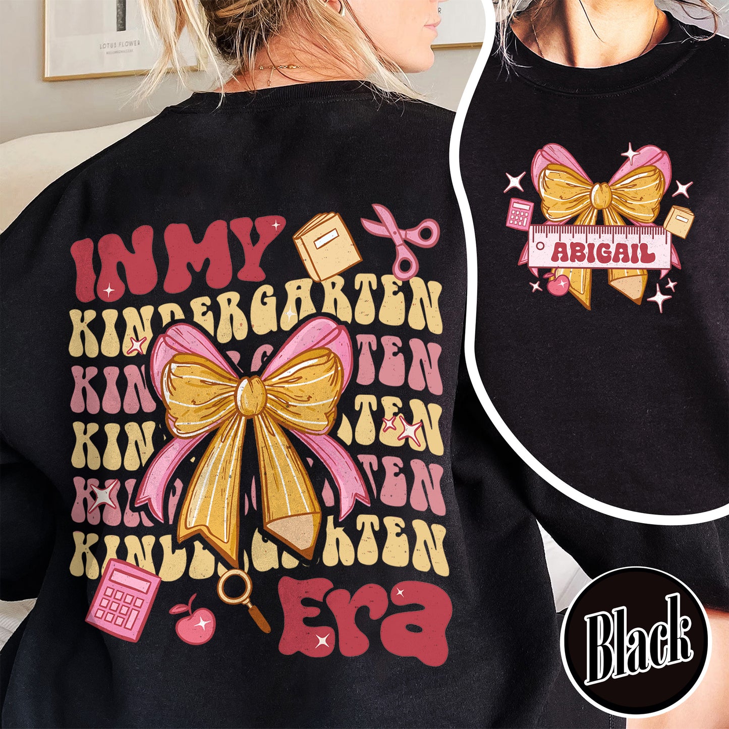 Back to School Sweatshirt, in My Kindergarten Era Sweatshirt, Custom Name Kinder Sweatshirts