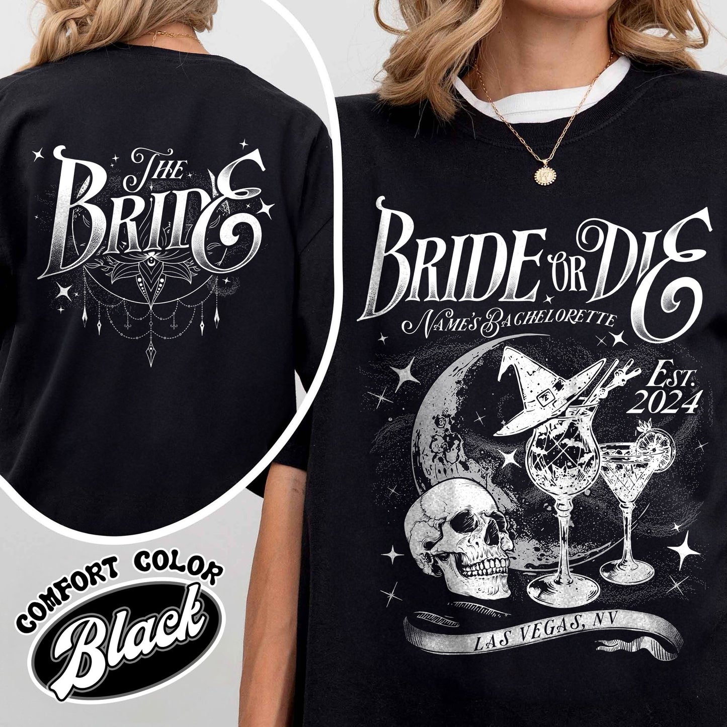 Bride or Die Shirts, ’til Death Do Us Party, Personalized Bachelorette Shirt, Witchy Bachelorette Shirt, Halloween Bachelorette Party Shirts