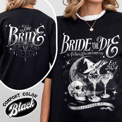 Bride or Die Shirts, ’til Death Do Us Party, Personalized Bachelorette Shirt, Witchy Bachelorette Shirt, Halloween Bachelorette Party Shirts