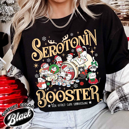 Serotonin Booster Cat Shirt, Cat and Serotonin Shirt, Christmas Cat Shirt, Mental Health Christmas Shirt, Cats and Mental Health Shirt